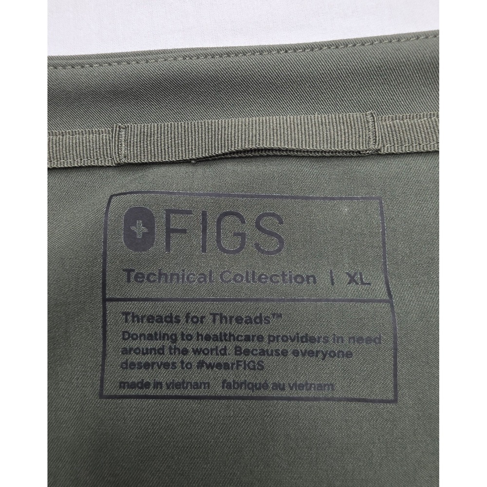 Figs Technical Collection Olive Green V-Neck Long Sleeve Scrub Top XL - Picture 6 of 10